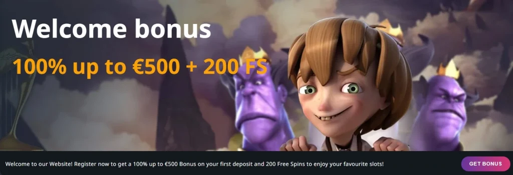 BuranCasino welcome bonus page showing the first deposit offer and free spins