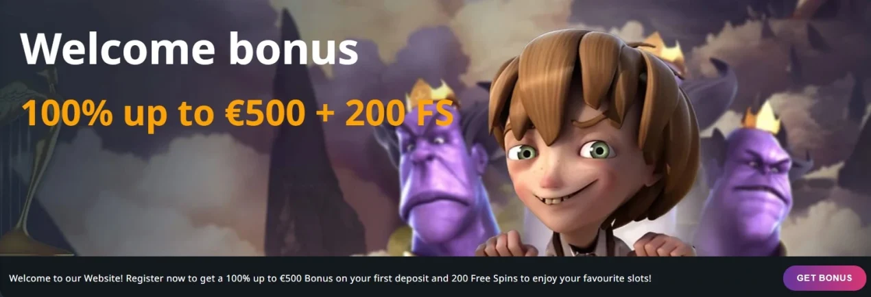 BuranCasino welcome bonus page showing the first deposit offer and free spins
